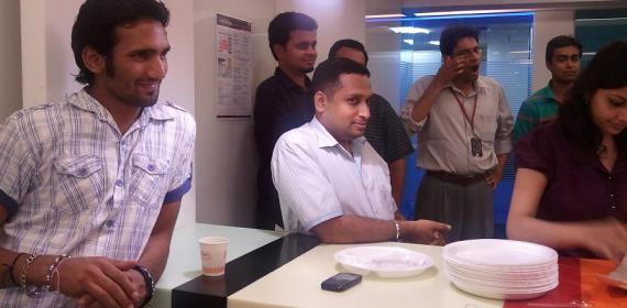 Celebrating Birthday of Kant Kishore Sharma at Sapient Nitro